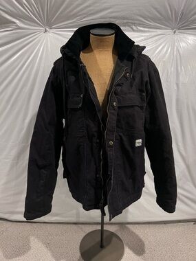 Eddie Bauer Workwear Foreman Fit Men Sz Large Black 3M Thinsulate Zipper Hooded